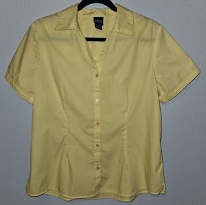 Basic Editions Yellow Button Up Blouse